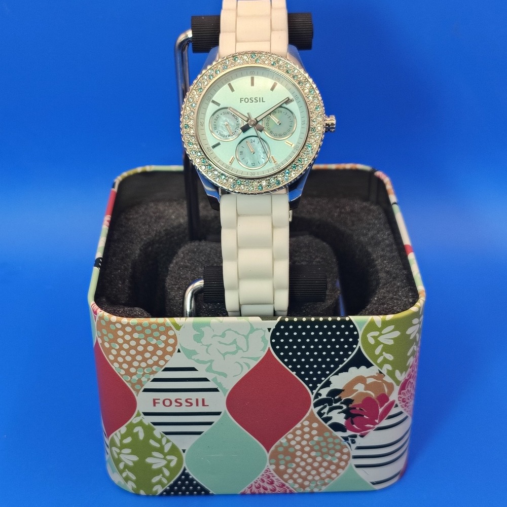 New! Vintage 2015 Fossil Mother of Pearl Day-Date 36mm Women's Quartz Watch NOS - Picture 2 of 16